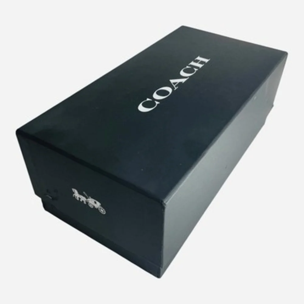 Authentic Coach Signature Brown Mahogany Black Leather Sneakers Women's 5.5B Box